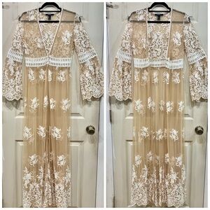 Boho Lace Robe with Bell Sleeves